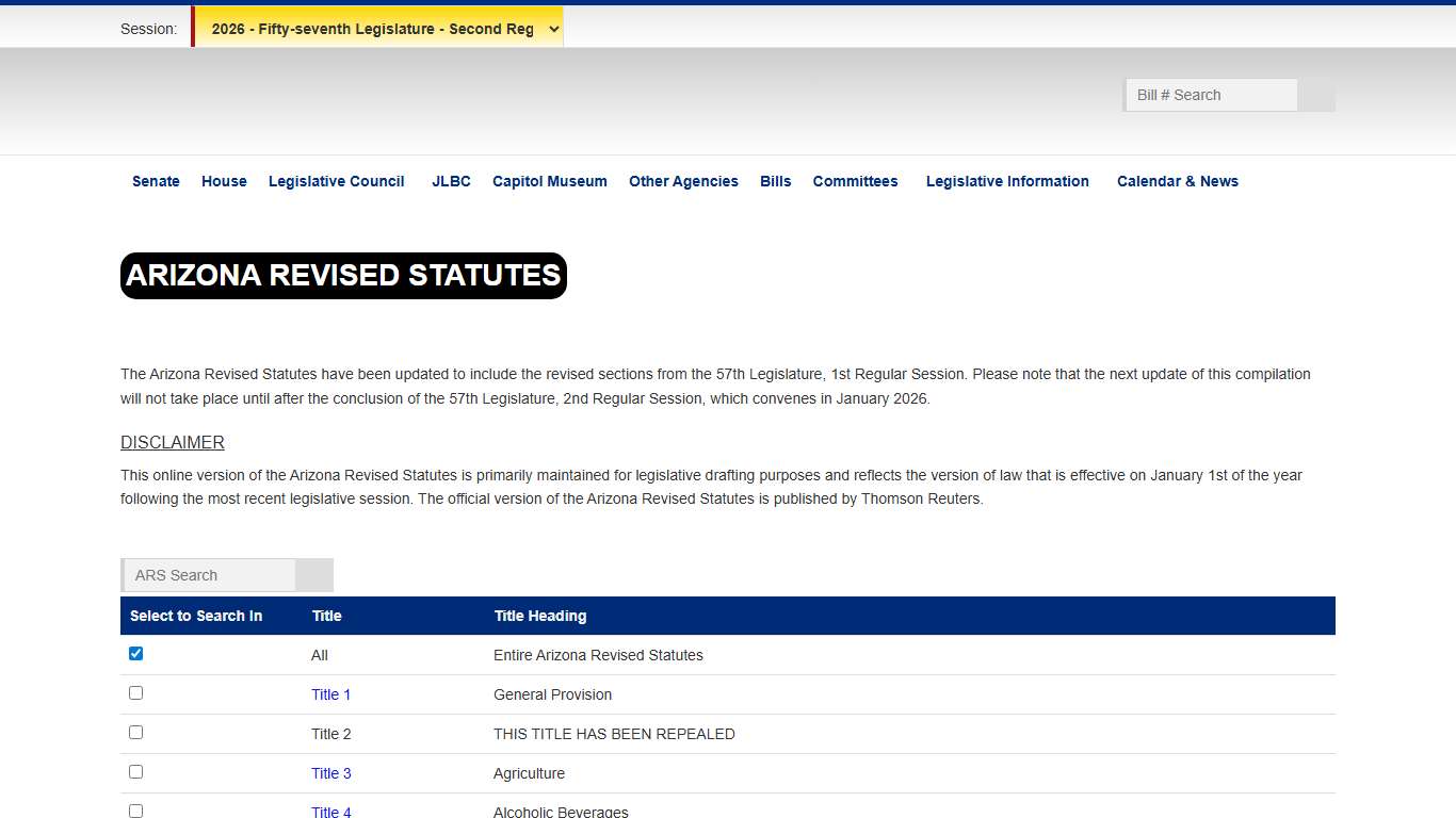 Arizona Revised Statutes